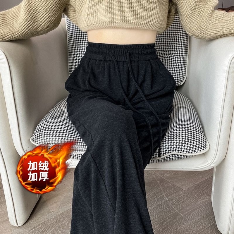 糯米裤女秋冬2025新款加绒小个子显瘦直筒休闲裤垂坠感软糯阔腿裤|undefined