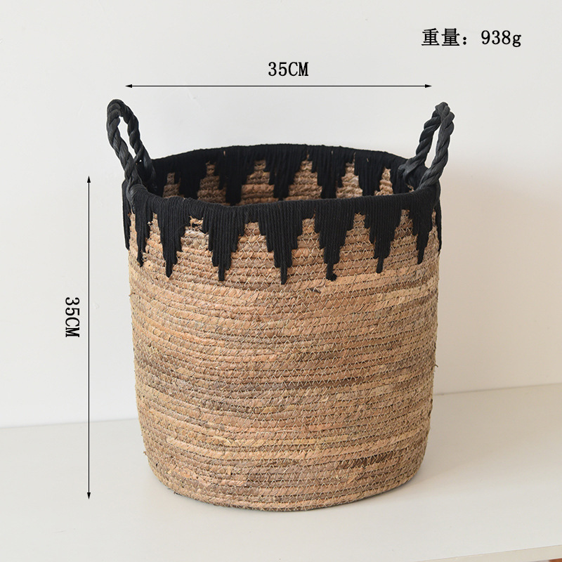 Canasta de almacenamiento de paja, canasta de ropa sucia de gran capacidad para el hogar, canasta de almacenamiento de juguetes, canasta de almacenamiento de juguetes, decoración de sala de estar