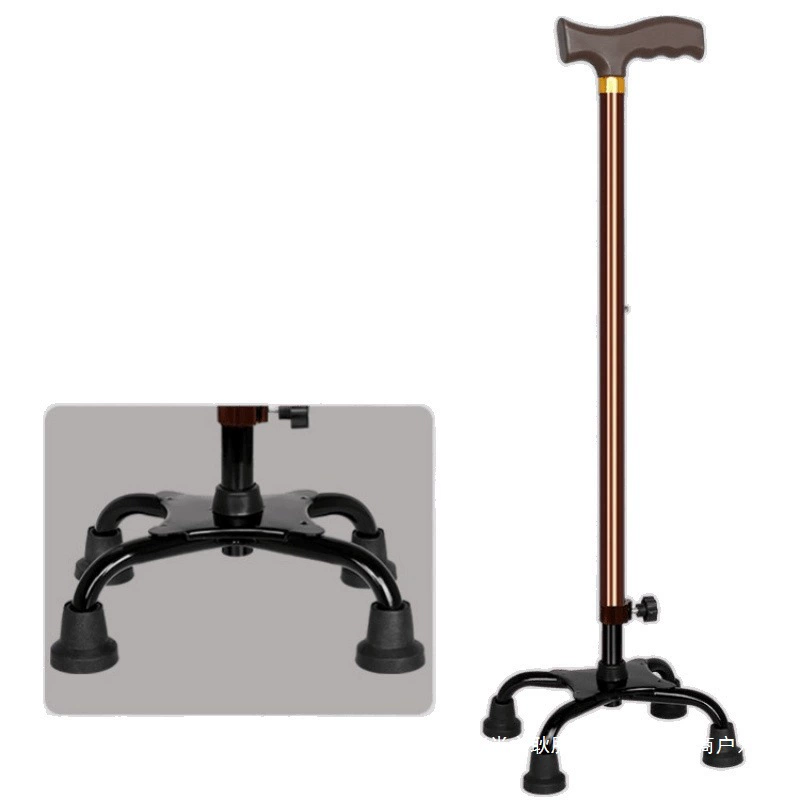 Senior cane walking stick with four legs, aluminum alloy lightweight non-slip extendable cane for elderly mobility aid