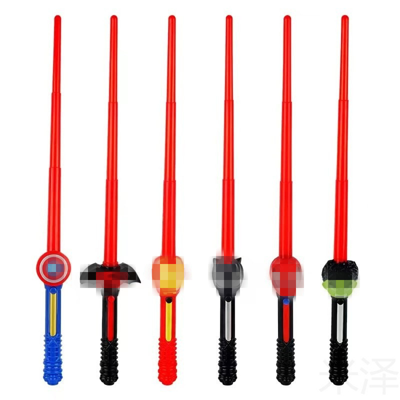Barra de luz para niños transfronteriza, espada de juguete, barra brillante, espada telescópica, equipo de EE. UU., Espada láser de araña de acero