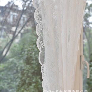 Romantic American jacquard small Rose white gauze special factory wholesale literary fan American windscreen curtain