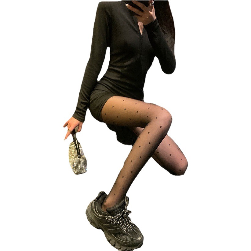 Medias transparentes que realzan las piernas, leggings con estampado de corazones, medias de una pieza con lunares de moda para el verano, nuevas medias con lazo y efecto adelgazante