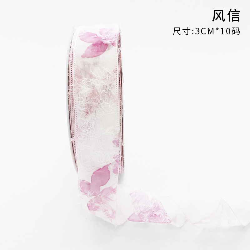 Cinta floral al por mayor 4cm borde dorado colorido ramo arco onda hilo llano cinta flor material de embalaje