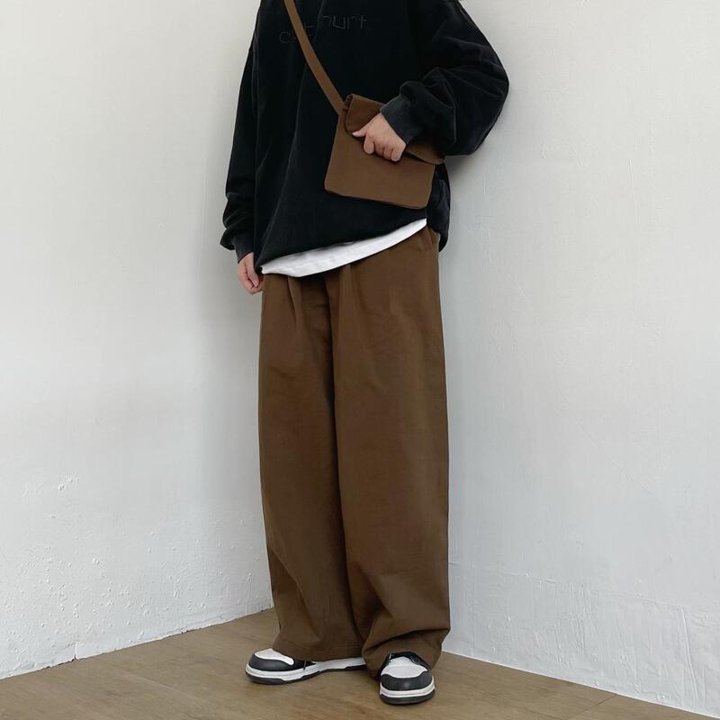 日系复古纯色百搭休闲裤宽松直筒阔腿工装长裤男女潮ins|undefined