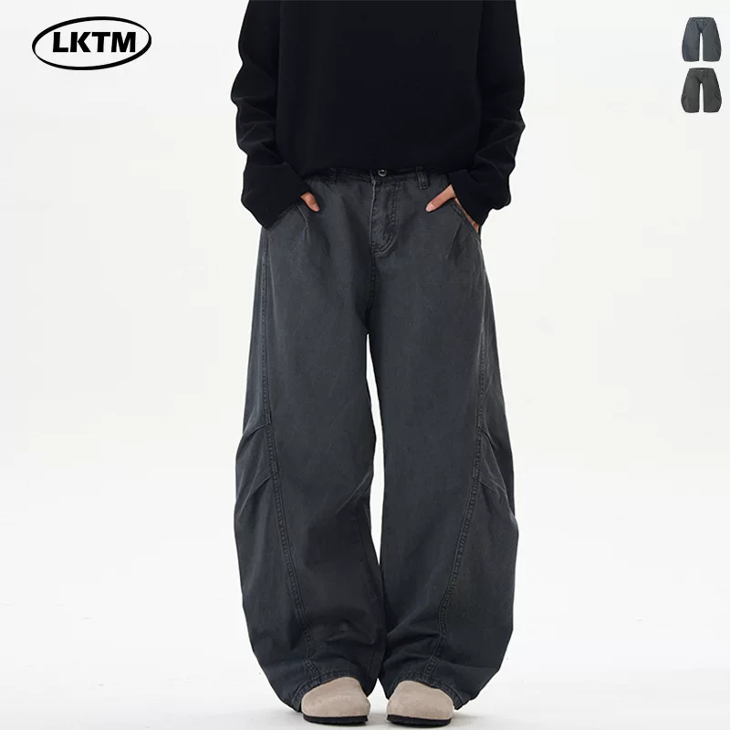 Мужские штаны LKTM #American ретро помытые смятые расширенные повседневные штаны, стиль уличной моды бренд slim Scimitar pants