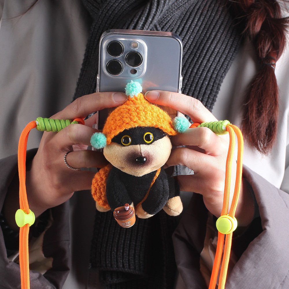 [Teléfono trasero] sombrero creativo abeja cachorro teléfono móvil corda trasera clips colgar decoración pareja extraña chica mochila de compras