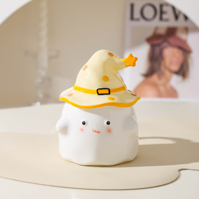 Regalos de cumpleaños fantasma extraña taza de cerámica con tapa taza de regalo de nicho mano taza de regalo regalo de Halloween