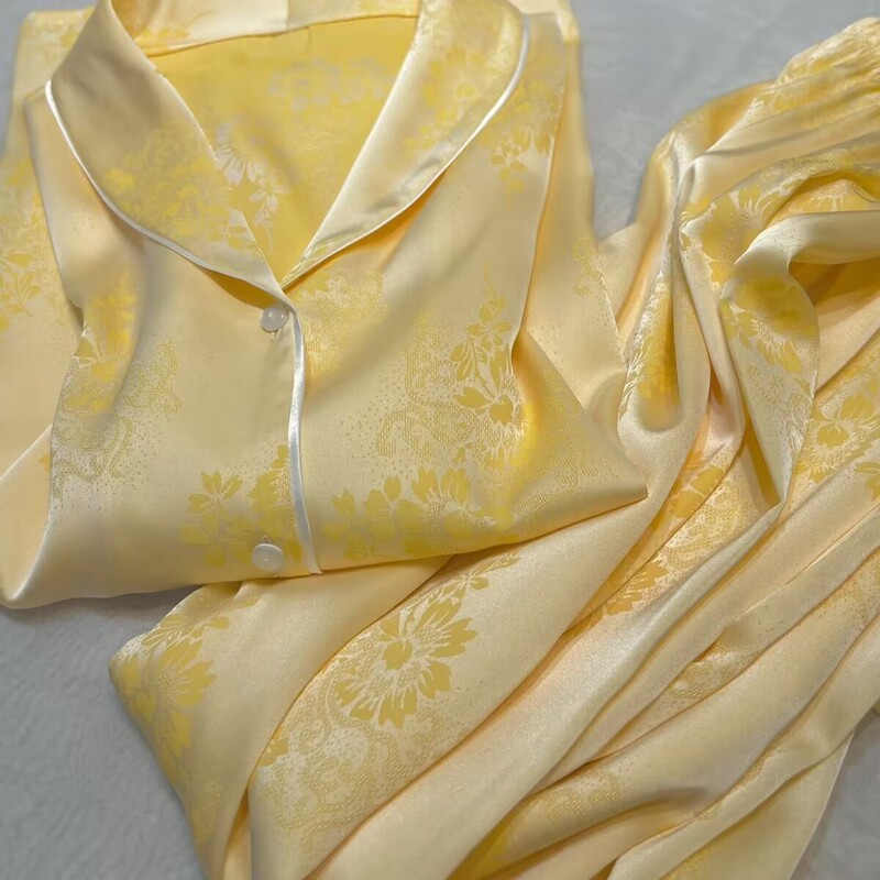2026 New Style Women's Pajamas Spring and Summer Long-Sleeve Ice Silk Trendy High-End Sexy Ice Silk Loungewear Set