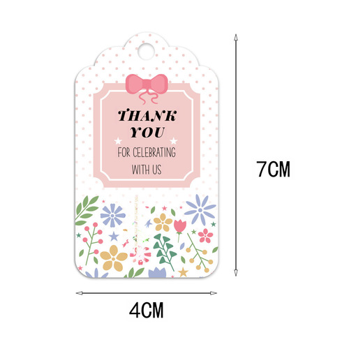 50 pieces/bag cross-border wholesale with 10m jute rope, colorful printing, thank you tags, hang tags, gift packaging decoration