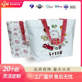 编织车缝购物袋耐磨环保袋覆膜可折叠女装店手提袋定制彩印logo