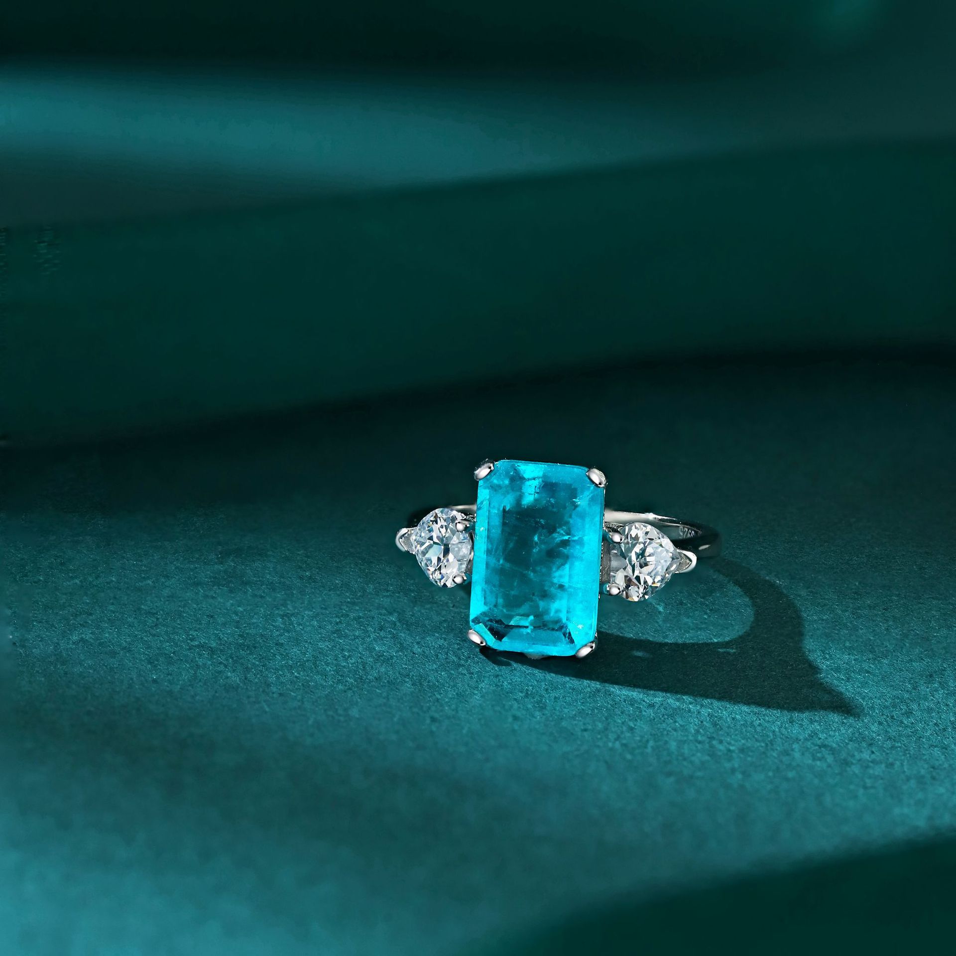 Glam Square Sterling Silver Plating Zircon Rings