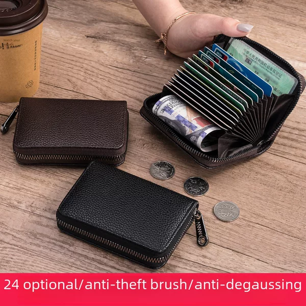 Card Holder women's anti-degaussing card holder anti-theft brush certificate multi-card card holder men's short large capacity organ bag card holder