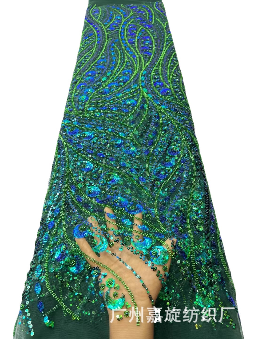 Tubo de cuentas de tela de bordado de lentejuelas de la industria pesada patrón geométrico tela de lentejuelas Primavera Verano otoño vestido de moda tela JX2974 image 4