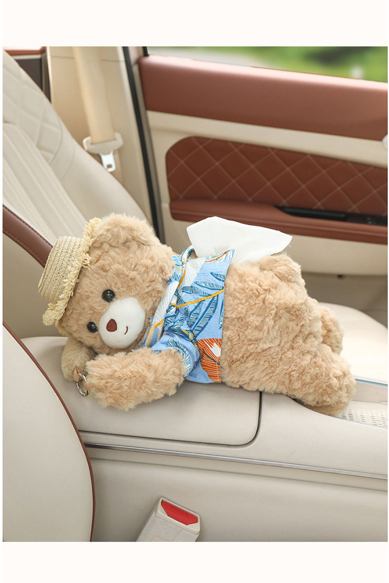 Car-Mounted Tissue Box, Hanging Style, Bear-Shaped, Creative and Cute, Practical In-Car Toy Tissue Holder Hanging Bag