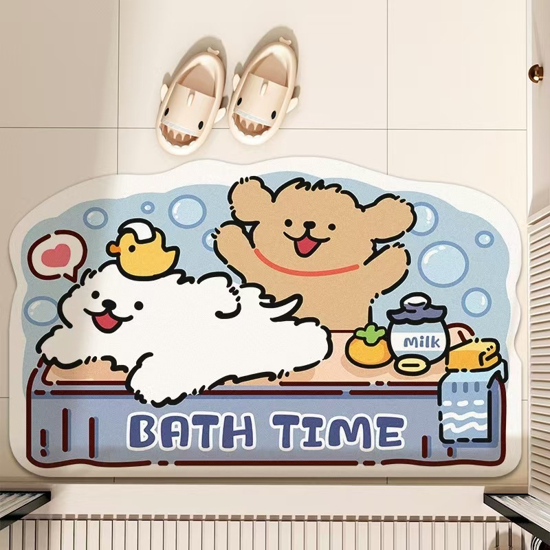 漫画珪藻泥浴室マット浴室吸水マットトイレ入り口風呂トイレ速乾滑り止めマット|undefined