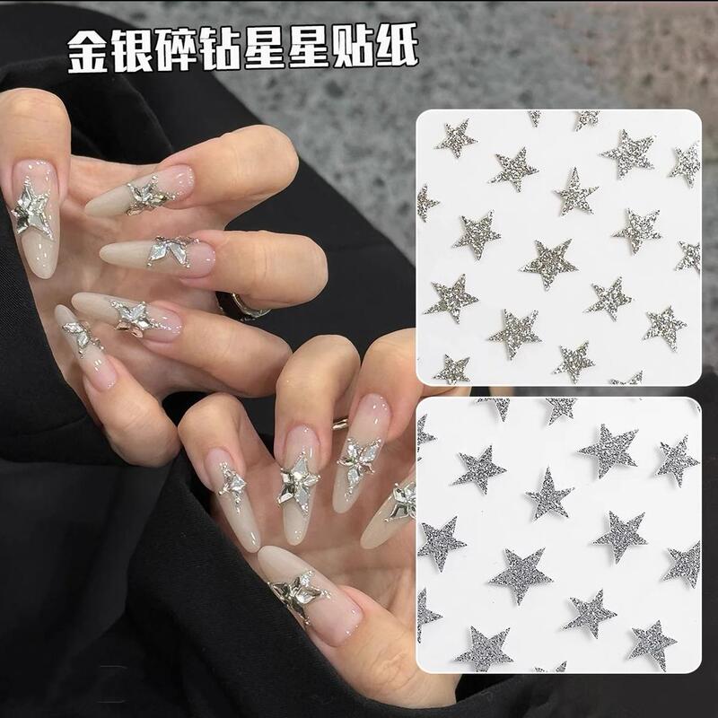 Nail Art Bursting Broken Stars Five-Pointed Star Stickers Super Flash Broken Silver Star Diamond Ultra-Thin and Compliant Nail Stickers to Decorate Manicure Nail Art Bursting Broken Stars Five-Pointed Star Stickers Super Flash Broken Silver Star Diamond Ultra-Thin and Compliant Nail Stickers to Decorate Manicure