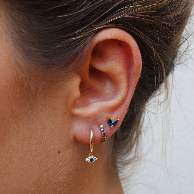 4g Weight Zircon Inlay Material Earrings Classification 3 Pieces Set Quantity Daily Occasion 925 Sterling Silver Material Geometric Pattern Women's Gender Plating, Inlay Design Simple Style Style 3 Pieces Set 925 Sterling Silver Zircon Geometric Earrings 89