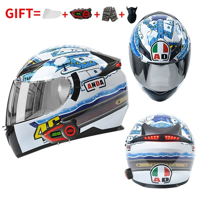 Motosiklet kaskı (dəbilqə) – Safe for Men and Women - bluetooth-model-snow-house-silver-plated-mirror-high-definition-mirror-m55-56-head-circumference