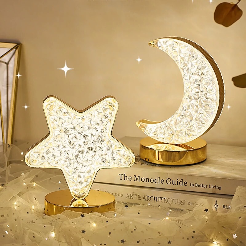 Cross-Border Internet Celebrity Star Moon Atmosphere Lamp Gift Crystal Night Light Bedroom Creative Bedside Lamp Decorative Table Lamp