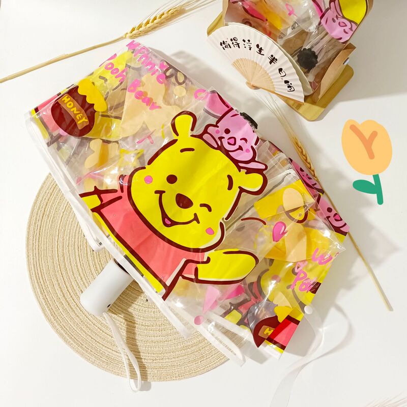 Winnie the Pooh Yellow Transparent Umbrella Fully Automatic Foldableing 70% off Umbrella Cartoon Anime Cute Girl Heart Long Handle Kidsren