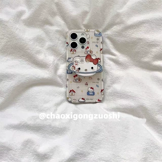 白色格子月亮行星猫支架适用iPhone17promax苹果16手机壳15新款14