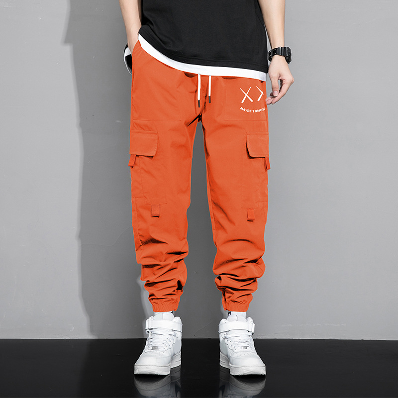 Nuevo hombre primavera y otoño deportivo ocio suelto multi-bolsillos ropa de moda americana ropa de ocio pantalones largos