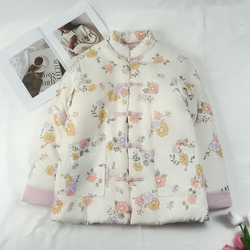 批发代发秋冬新品新中式棉衣纯棉花加厚碎花棉袄女装立领棉服上衣|undefined