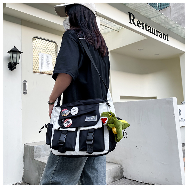 Korean ins fashion single-shoulder crossbody bag, trendy brand color sports bag, middle and high school schoolbag, college student class backpack undefined