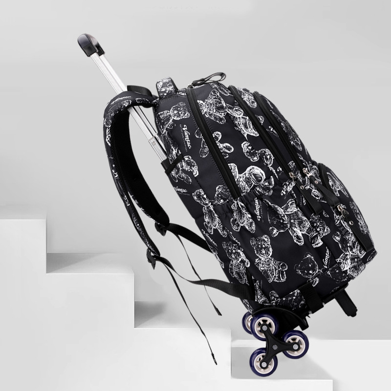 Mochila de pescado natural de alta capacidad para la escuela secundaria, buena bolsa de tirón para reducir la carga, fácil de arrastrar bolsa para subir escaleras