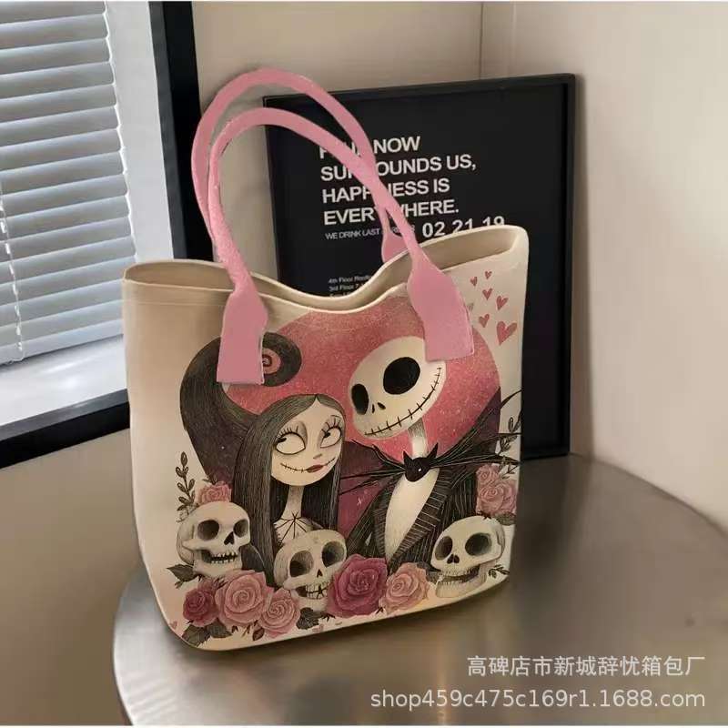 帆布包包女大容量ins包女新款2024通勤卡通米奇米老鼠米妮