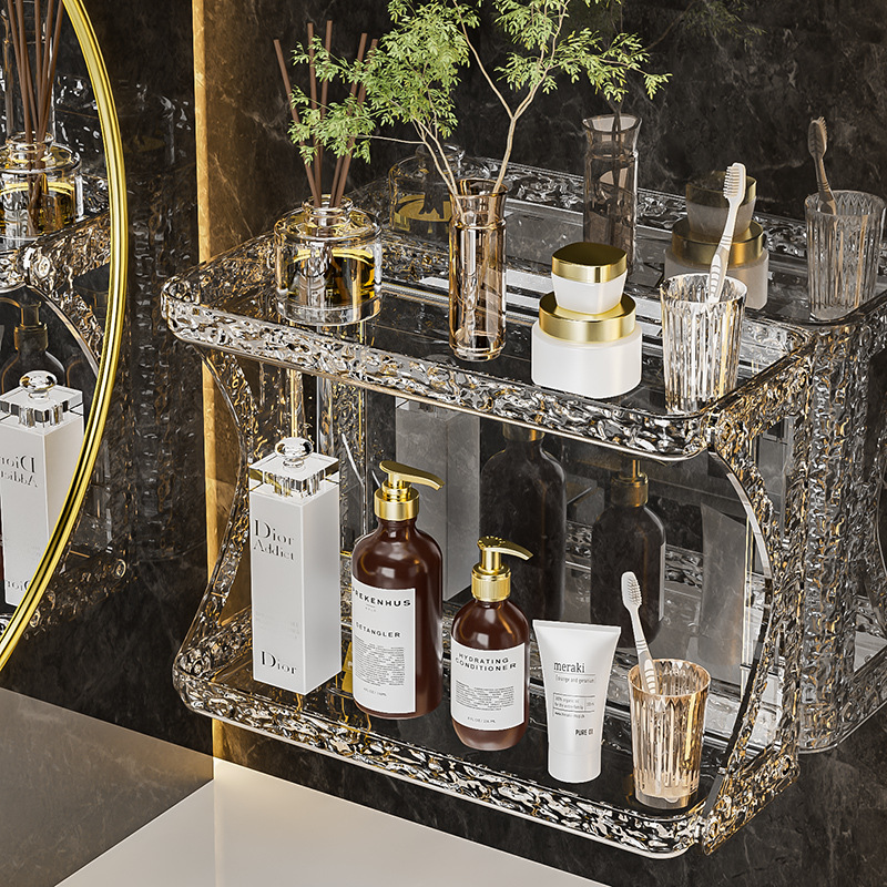 Toilet shelf storage rack toilet bathroom wash table Kitchen cosmetics double-layer desktop table storage