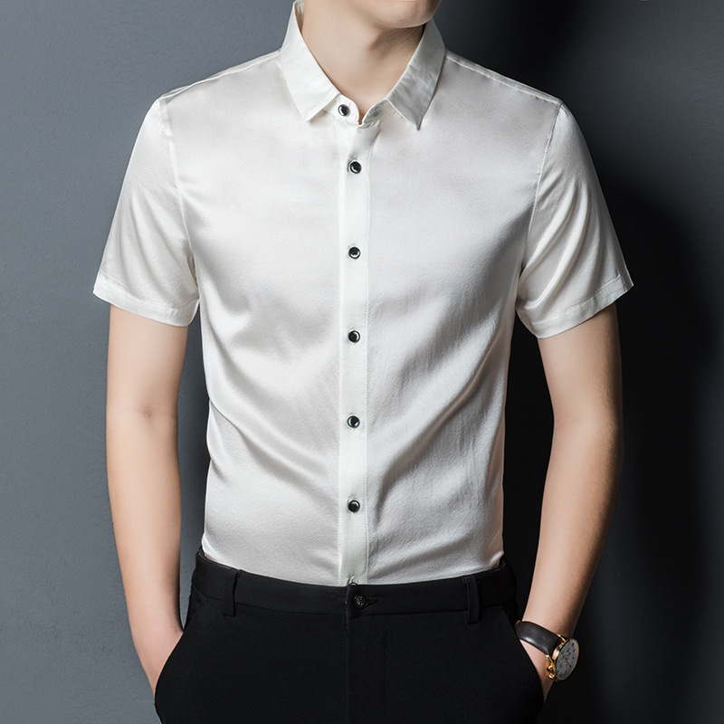 silk summer solid color thin shirt for leisure
