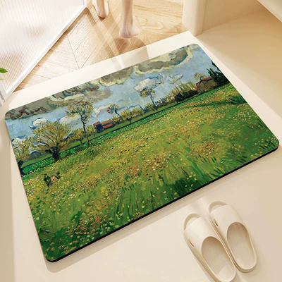 Avtomobil döşəmə paspasları — Bathroom Sink Absorbent Non-Slip Mat - wheat-field-4060cm-upgraded-version-of-diatom-mud