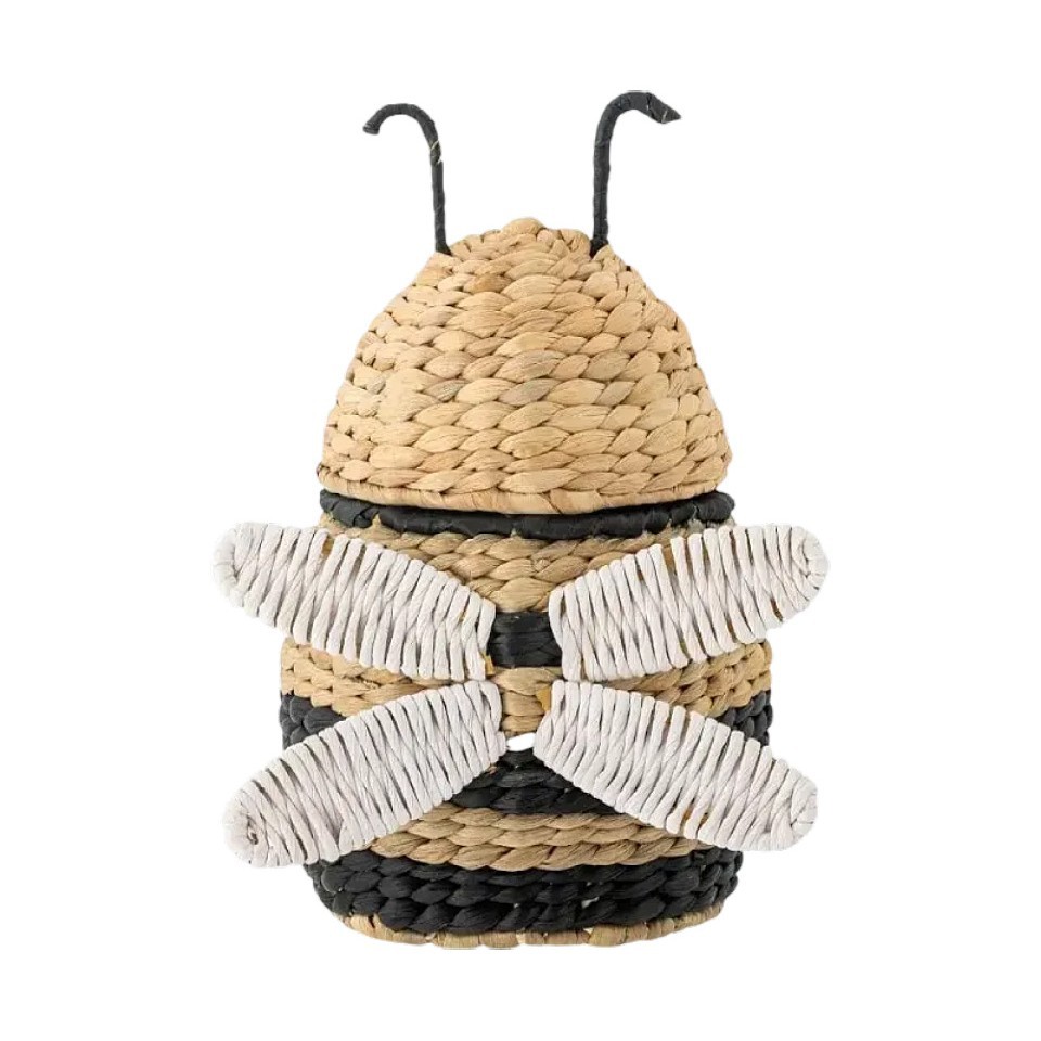 Caja de almacenamiento de abejas tejida de paja de estilo europeo Cesta de almacenamiento tejida a mano Artículos para el hogar Cesta de almacenamiento de artículos diversos de juguete
