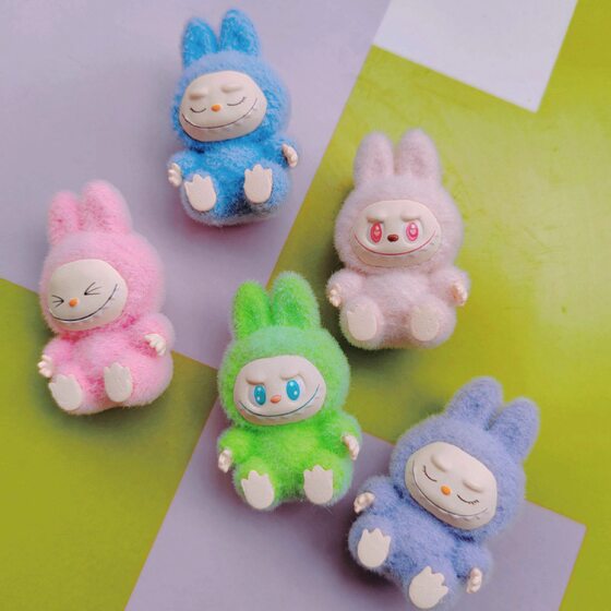 Bubble Mart Labubu Sitting Party Second Generation Sitting Posture Cute Grain Tide Play Blind Box Flocking Mini Pendant Ornaments