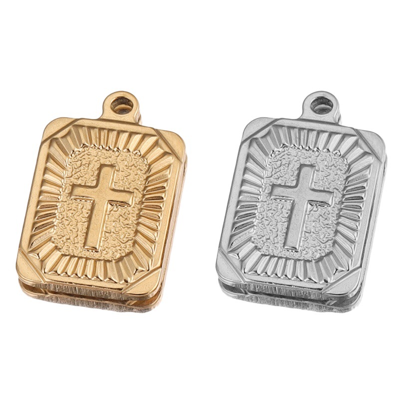 Acero inoxidable rectangular lanzamiento Cruz colgante DIY joyería hip hop punk colgante vacío chapado