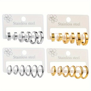 Cross-border 3 Pair Stainless Steel Earrings Ear Buckle Coil Combination suit Amazon temu AliExpress Hot Sale