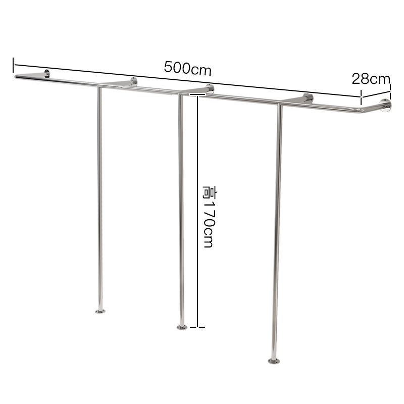 실버 스테인레스 스틸 바닥 스탠딩 T 자형 길이 500CM 높이 170CM