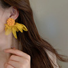 Elegant retro silver needle, acrylic brand fashionable earrings, silver 925 sample, lace dress, flowered, European style