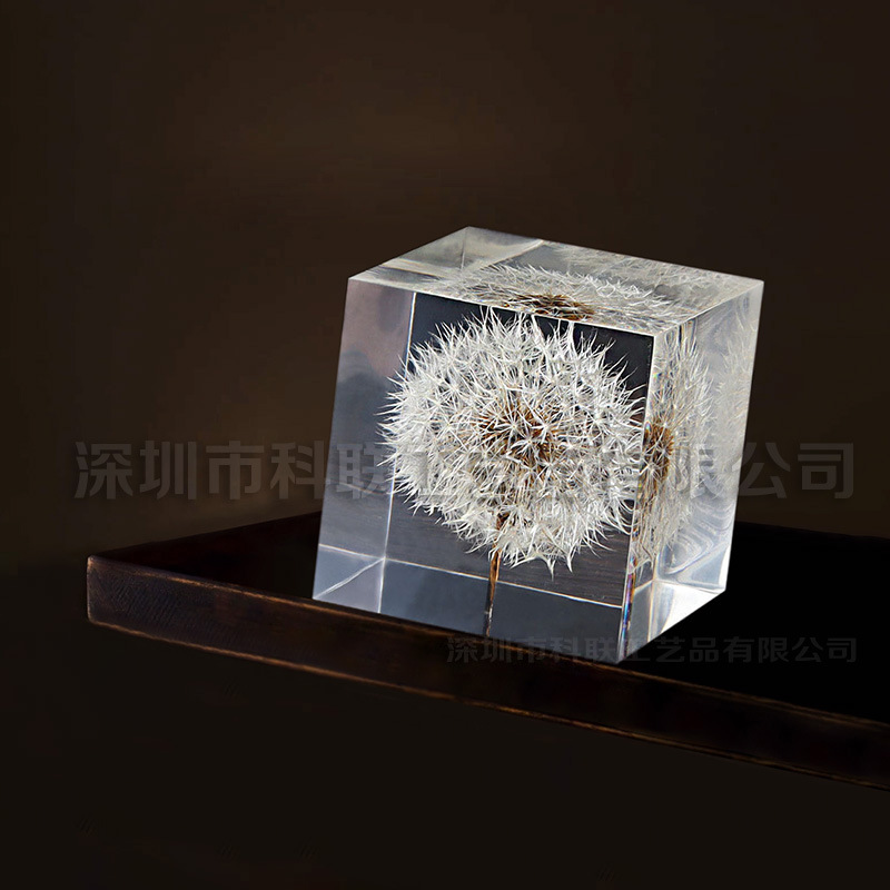 水晶内埋花摆件水晶胶内埋植物标本亚克力内嵌植物摆件水晶内嵌花