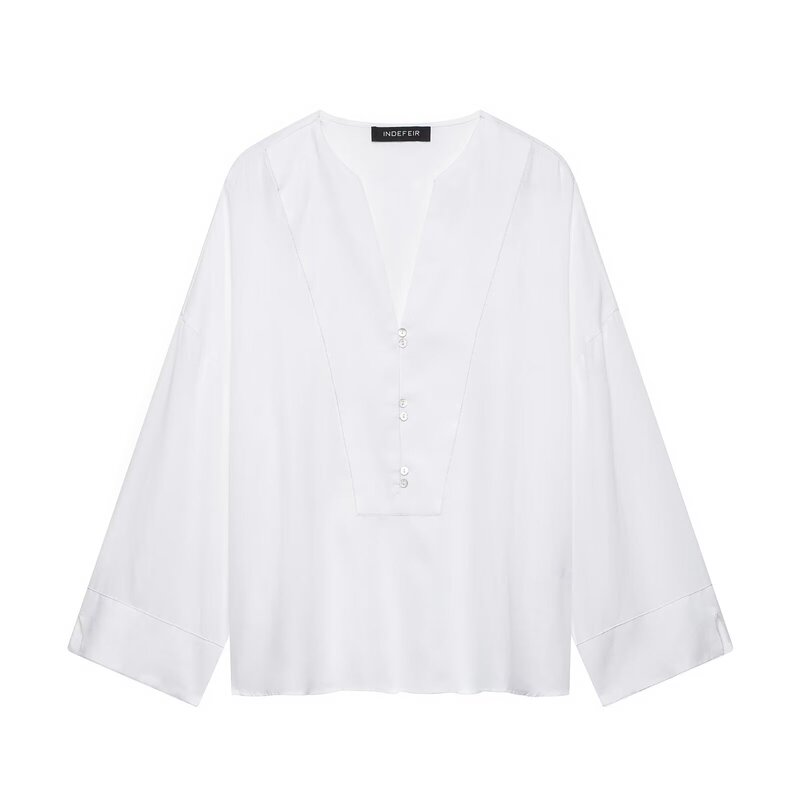 Myst&Za New Summer Women's Fashion Clothing, Simple, Loose and Versatile Long-Sleeved V-Neck Shirt 3071352 Myst&Za New Summer Women's Fashion Clothing, Simple, Loose and Versatile Long-Sleeved V-Neck Shirt 3071352