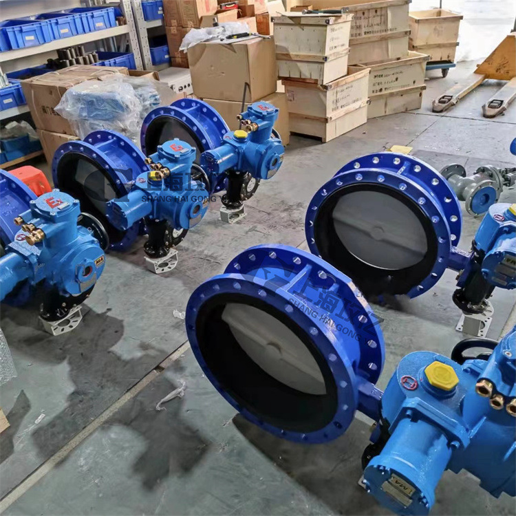 煤矿用防爆电动蝶阀DN500 MD9B41X-10C带煤安证智能防爆铸钢蝶阀