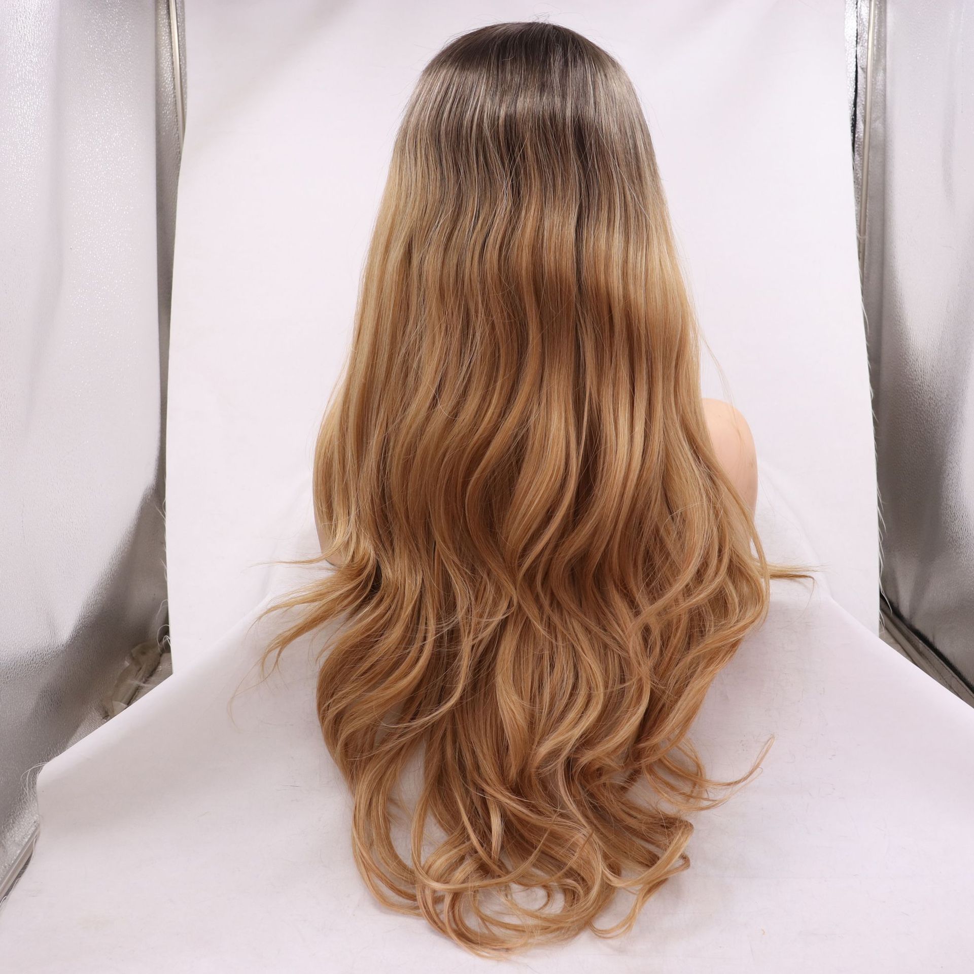 NUEVO LOOK, ex encaje, fibra química, peluca rizada grande, diadema de seda de alta temperatura, cabello largo y rizado degradado para mujeres europeas y americanas