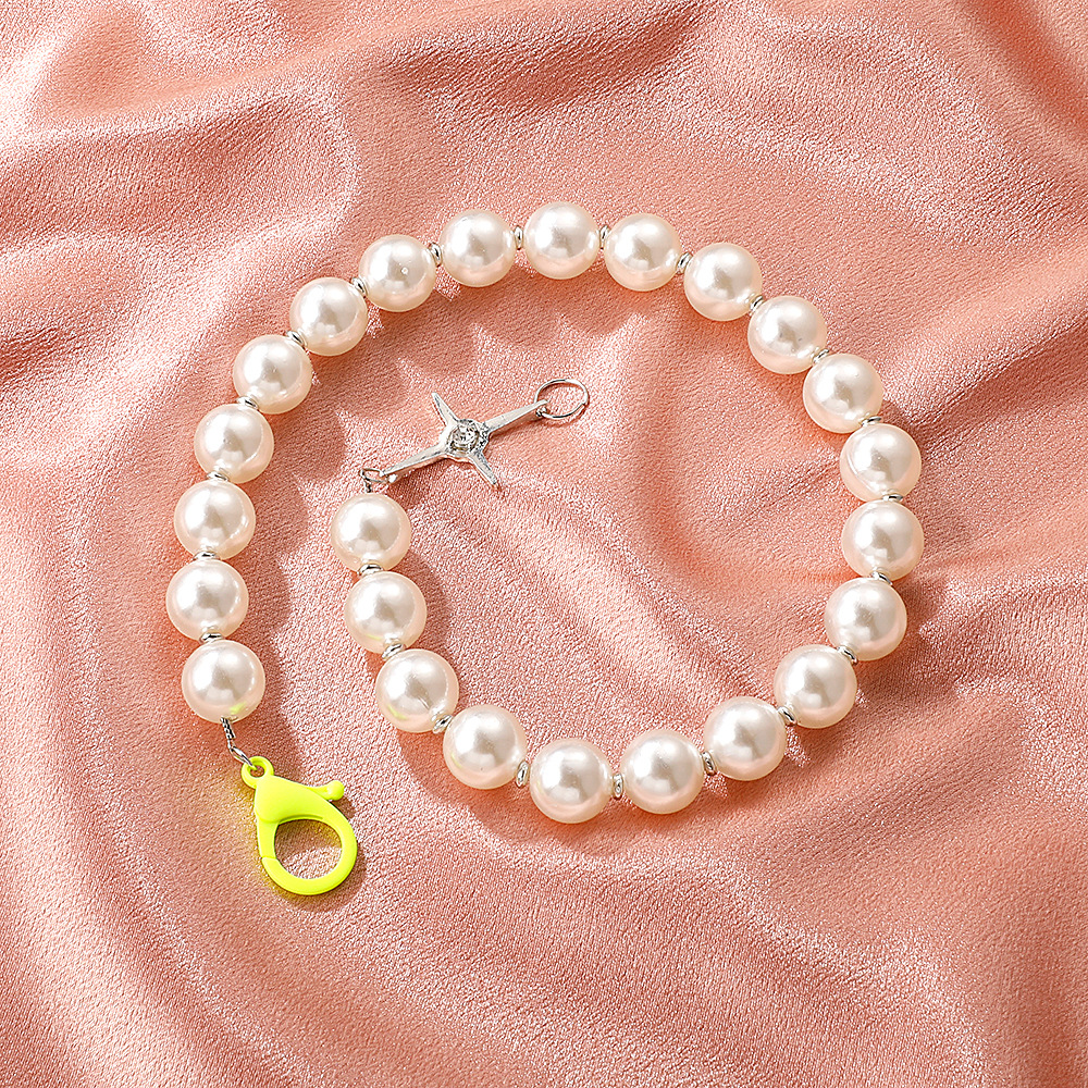 Simple Large Pearl Stitching Chain Short Necklace display picture 6