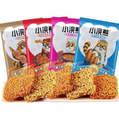 Uni-President Little Raccoon Crispy Noodles Whole Box Dry Noodles Ready-to-Eat Snacks Wholesale Snack Food Bagged Instant Noodles