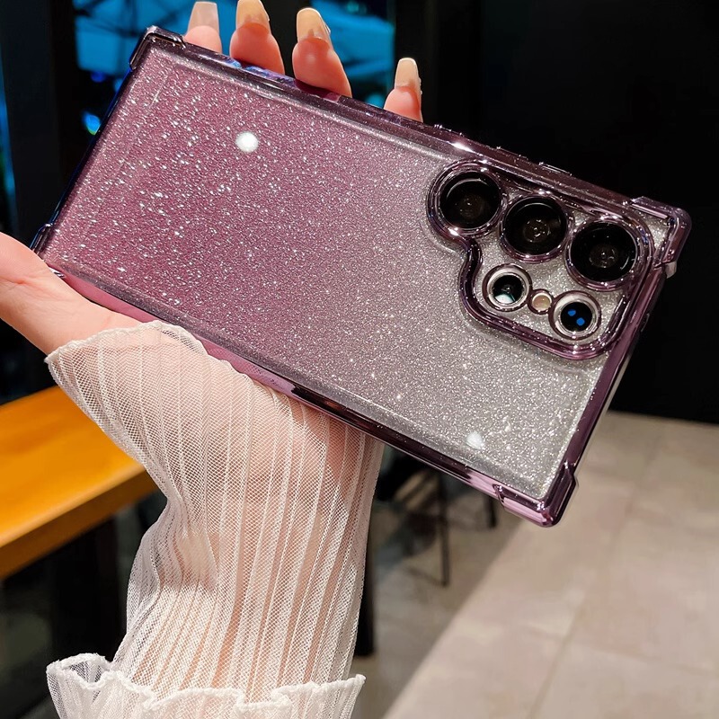 Suitable for Samsung S25Ultra Mobile Phone Case New Electroplated Transparent S24U Four-Corner Airbag S23Ultra with Lens Suitable for Samsung S25Ultra Mobile Phone Case New Electroplated Transparent S24U Four-Corner Airbag S23Ultra with Lens