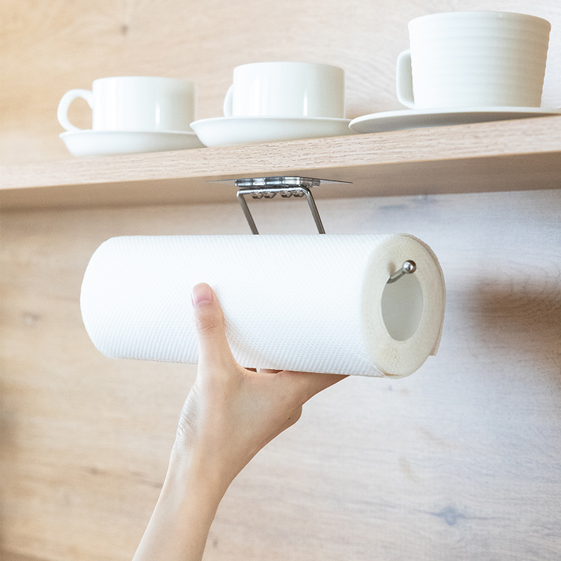 Stainless Steel Multipurpose Paper Towel & Towel Rack—Punch-Free, Stainless Design for Tissue Rolls and Plastic Wrap Storage