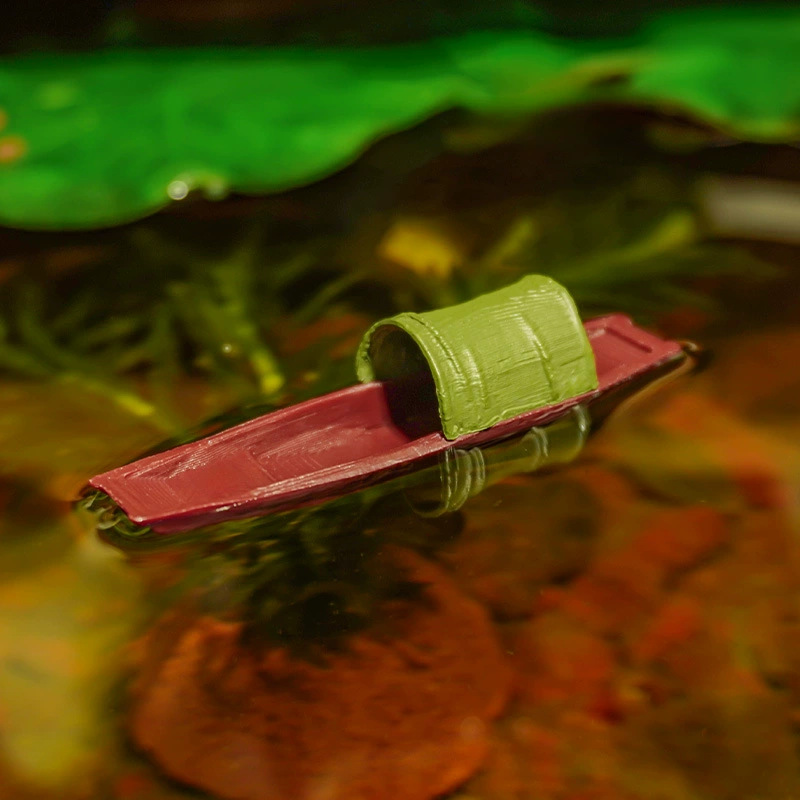 Paisajismo de peceras Adornos de barco flotante Barco con toldo suspendido Micro paisaje Tanque de escritorio Accesorios de paisajismo Mini barco