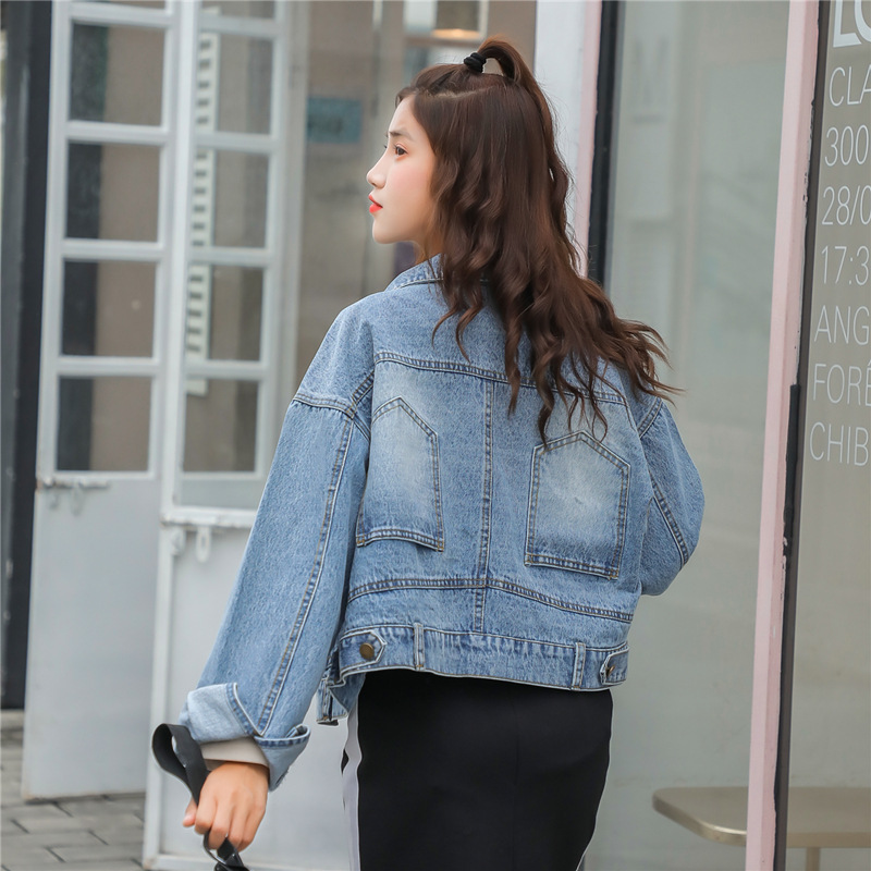 Джинсовая куртка, джинсовый топ, коллекция 2023, в корейском стиле, свободный крой