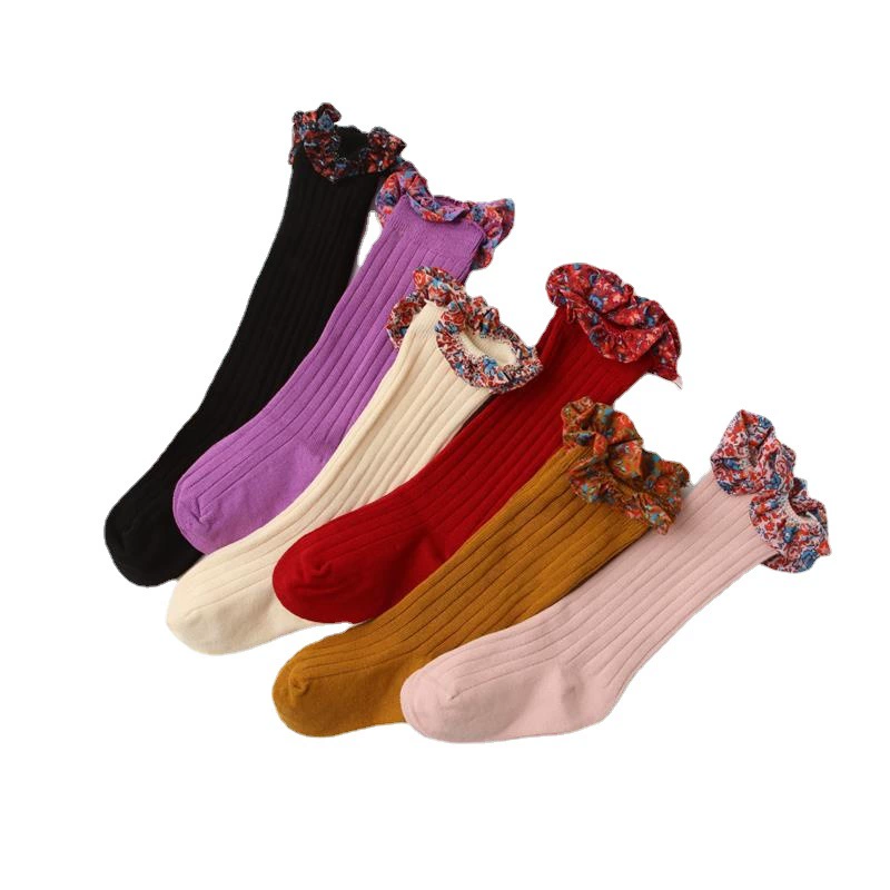 Cotton children's three dimensional autumn knee socks, combed cotton
